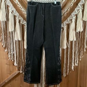 Moda International Black Women’s Jeans with Stud Accents